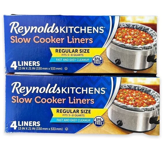 Reynolds Kitchen Slow Cooker Liners Set of 2 boxes 4 count Each, 3-8 quarts - Picture 1 of 10